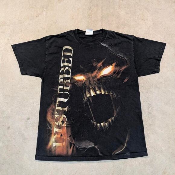Hanes Other - VTG Y2k Disturbed Tour Shirt Mens L Black Short Sleeve Skull